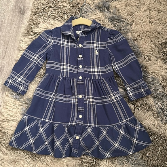 Ralph Lauren Kids Navy Plaid Dress/Bloomer set - Picture 1 of 5